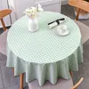 Table Cloth Nordic Red Grid INS Style Students Round PVC Waterproof Oil-proof Wash-free Mat Black