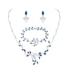 Strängar Weimanjingdian varumärke bröllop zirkon och pärla vinstockar halsband armband och örhängen brud smycken set i blågrön lila