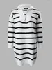 Casual Dresses 2024 Autumn For Women Striped Zip Front Long Sleeve Sweater Dress Vestidos De Mujer Elegant Mini Robe Female