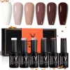 Kits YOKEFELLOW 6Pcs/Set Fall Winter Gel Nail Polish Semi Permanent UV Led Gel Varnish Brown Orange Pumpkin Halloween Christmas Gift