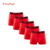 Calzoncillos 5 paquete ropa interior sin costuras sexy boxers sexos bragueros transpirables cómodos informes deportivos pantalones cortos de boxeador para hombres