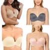 Silicone Women Bands Strapless Support Invisible Seamless Bra Plus Size Slightly Lined Lift Ultimate Plunge 220311