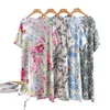 Robes imprimées de rayonne Rayon Cotton Silk Courte à manches à manches à manches à manches à manches courtes Pyjama Pyjama Femme 2024 Robe mince d'été Girls Fashion Midi Robes