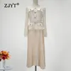 Casual Dresses ZJYT Elegant Lace Patchwork Pleated For Women Spring Long Sleeve Midi Dress 2024 Runway Fashion Party Vestidos Female