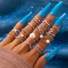 Minimalistische Hochzeitsclusterringe Set |Pearl Heart Open Ring