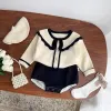 Maglioni simpatici colletti bavaglio bambino maglione in cotone in cotone+ pp bloomer corti autunno inverno neonato neonato morbido abbigliamento caldo set 13 anni