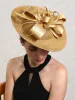 Gold Fascinator Hat Wedding Femmes Bandband Fancy Chic Derby Hat Chaps