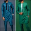 Summer African Mens Traditional Elegant Suits Outfit Dashiki 2Pc Shirt Pants Full Set Designer Clothes Abaya Brand Costume 240417