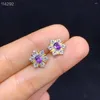 Stud Earrings Gift Natural And Real Amethyst Earring 925 Sterling Silver