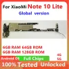 Antenne origineel voor xiaomi mi noot 10 lite moederbord 6 GB RAM 64 GB 128 GB ROM ontgrendeld Volledig werkende circuits kaartkostenplaat volledige chips