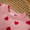 One-Pieces Valentin pour bébé vêtements de bébé enfants filles bodys tenues mignons coeur imprimé volant à manches longues avec des vêtements pour nourrissons en bande