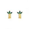 Stud Earrings TIANDE Gold Color Cute Pear For Women Yellow Zircon Piercing Small Fruit 2024 Fashion Jewelry Wholesale