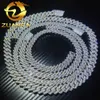 Two Rows Moissanite Diamond Hip Hop Iced Out Jewelry Necklaces for Women Fantasy 925 Sterling Silver Cuban Link Chain