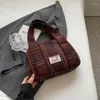 TOTES Ekose omuz çantası Sonbahar Kış Tüvit Kontrol Tote Korean Versiyon Vintage Shell İngiliz Koleji