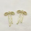 Arrival 100pcs Imitation pearls Rhinestone Bows Charm For Jewelry Necklace/Earrings DIY PartsJewelry Findings Components 240416