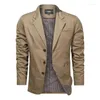 Men's Suits Spring And Autumn Men Retro Solid Color Suit Business Wide Loose Three-breasted Multi-pocket Casual Regular Jacket Coat