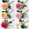 Couronnes de tige décoratives simples fleurs Austin Rose de haute qualité Real Touch Hydrating Wedding Party Saint-Valentin Home Living Ro Dhwmh