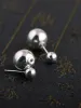 Örhängen Bocai S925 Sterling Silverörhängen för kvinnor Smooth Surface Ball Asymmetry Ear Studs Pure Argentum smycken gratis frakt