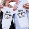 Één-stuks hola abuelita hola abuelito baby aankondiging romper pasgeboren baby bodysuits zomer jongens meisjes jumpsuit zwangerschap onthullen kleding