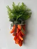 フェイクフローラルグリーン人工リースオレンジ色のニンジンの形をしたイースタードア装飾のためのレストランイースターホリデーデコレーションT240422