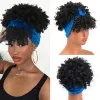 Wigs Headband Wig With Bangs Afro Kinky Curly Wig Synthetic Heat Resistant Natural Glueless Hair Short Wavy Wigs For Black Women