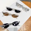 Lunettes de soleil Shades Ovales Embouts Fashion Metal Metal Bling Lunettes de lune