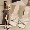 Fashion Simple Ladies Slifors Dew Feet Heels High Colore Solido Sliphersfashion Casual Sliphersfashion 2023 240417