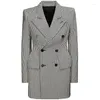 Lã feminina High Quanlity estro Vogue Nice Designer Casacos Slim Ajuste Double Blend Houndstooth Tweed Coat