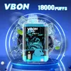 Barra de armazém europeu Vbon Bar 18000 Kits de dispositivos de vape descartáveis com tela de exibição e cigarro de 500mAh Bateria pré-cheia vape recarregável