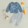 Ensembles Coton Casual Baby Girls Vêtements garçons Toddler 2pcs Fall Tenues Letter Crew Print Neck Sweatshirts à manches longues Pantalon Kids Suit