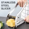 Máquina de cortador de batatas fritas de batata profissional com 2 lâminas de aço inoxidável manual de batata de batata vegetal de gadgets de cozinha