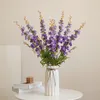 家の装飾のための人工装飾花hyacinthラークスプール2フォークロングブランチ偽の花シルクシングルバイオレットウェディングルーム