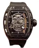 Wristwatches Luxury Mens Automatic Mechanical Watch Black Rubber Skull Diamond Sport Watches