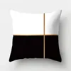 Yastık siyah geometrik desen kapağı 50x50cm yastık kılıfı kare ev ofis dekorasyonu kanepe fa19