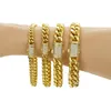 6-14 mm Edelstahl Miami Cuban Chain Halskette Armband 14K Gold plattiert