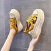 Buty zwykłe Fujin 8cm puste, prawdziwa skórzana skórzana oddychająca lato 2024 Platforma klinowa Chunky Sneakers Flats Lisure mieszany kolor
