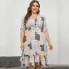 Robes décontractées plus la taille des femmes habiller xl-5xl fat dames