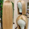 Peruki #27 Kolor koronkowe peruki czołowe Brazylijskie proste miodowe blond koronkowe peruki przednie 13x4 HD koronkowe przednie ludzkie peruki dla kobiet