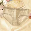 Cotton underwear ladies waist plaid comfortable breathable cotton crotch girls briefs large size