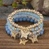 Beaded 4st Bohemian Butterfly Charm Armband Set for Women Crystal Beads Chain Bangle Female Fashion Party Jewelry Gift 240423