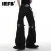 Calças IEFB Moda Menina Men's Men's Pant Niche Belt Splicing Design Micro Flare Pants Trende Color Sólida calças largas Trendência outono novo 9c672