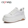 Casual schoenen cxjywmjl echte lederen platform sneakers voor vrouwen vulkaniseerde dames dikke bodem skate klein wit