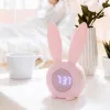 Accessories Plastic Alarm Clock Small Desktop Clock Rabbit Ear Style LED Night Light Alarm Clock Magnetic Hanging Clock with USB