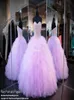 Bellissimi abiti da quinceanera Lavender Sweetheart Corset Crystals Pearls Ruffles Tulle 2019 Debuttante su misura Sweet 16 Prom P8134427