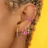 Boucles d'oreilles crmya red zircon drop boucles d'oreilles pour les femmes plaquettes d'or pour femmes manchettes de chouchou