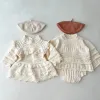 Setler Kore tarzı kardeş kıyafetler bebek bebek kızlar örgü kıyafetler elbise bahar sonbahar bebek atlayıcıları kızlar giyinme çocuk süveter