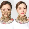 Scarves Fashion Women Breathable Mesh Sunscreen Scarf Mask Print Silk Female Bandana Headscarf Ladies Neck Collar