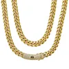 6-14mm Stainless Steel Miami Cuban Chain T Zircon Copper Clasp 14K Gold Plated Accessories