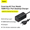 Chargers Baseus GaN 100W 65W Desktop Charger Quick Charge 4.0 QC 3.0 PD USBC Type C USB Fast Charging For MacBook Samsung iPhone Laptop