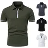 Summer Mens Baseball Shirt Fashion Casual Zipper Kort ärm T-shirt Golf Polo 240418